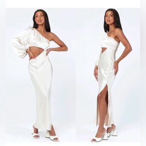 Princess Polly Cream One-Shoulder Dress